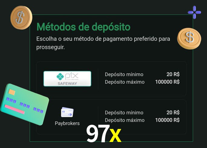 O cassino 97x oferece uma grande variedade de métodos de pagamento